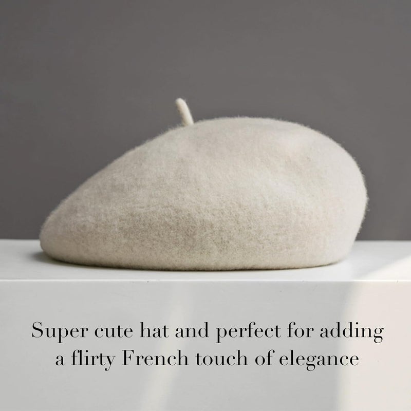 Sumolux Women Beret Hat Wool Vintage French Solid Color Classic Winter Cap - Image 2
